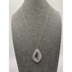 14K Yellow Gold Chain with White Druzy & Labradorite Chain Extender (13944)